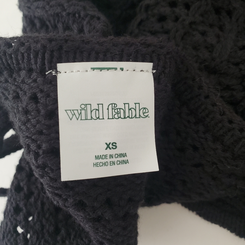 Wild Fable Black Boho Crochet Knit Crop Tank Top XS Festival Beach Hippie NWT - Picture 5 of 11